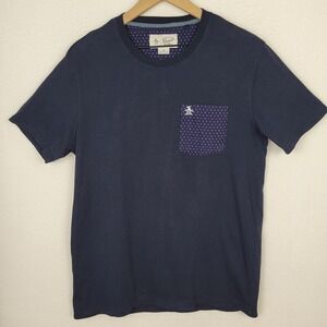 Original Penguin Geo Print‎ Pocket Tee Mens M Navy Blue Crewneck T-Shirt